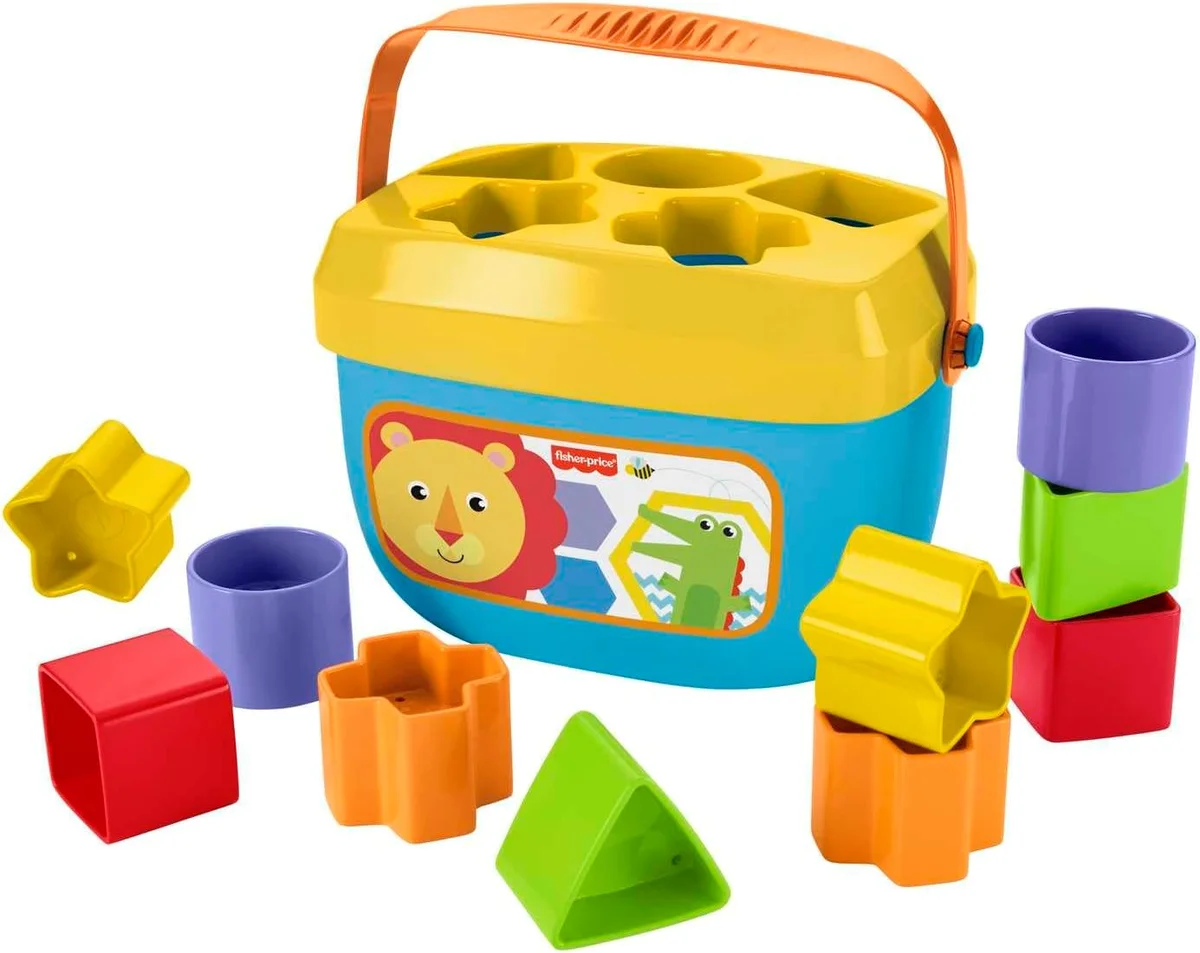 Fisher-Price Stacking Toy Baby's First Blocks Set of 10 Shapes for Sorting Play Plastic Classic Lion Blocks New