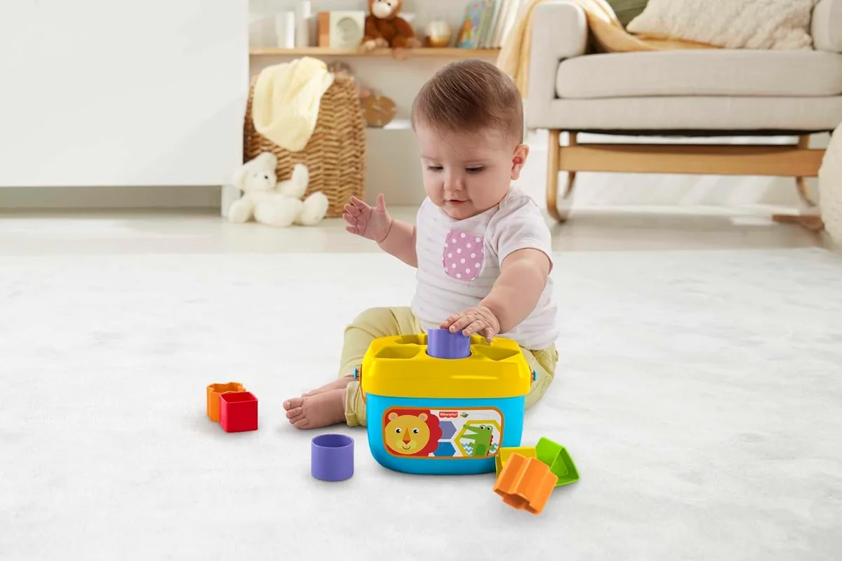 Fisher-Price Stacking Toy Baby's First Blocks Set of 10 Shapes for Sorting Play Plastic Classic Lion Blocks New image 2