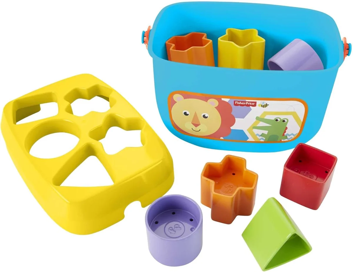 Fisher-Price Stacking Toy Baby's First Blocks Set of 10 Shapes for Sorting Play Plastic Classic Lion Blocks New image 5