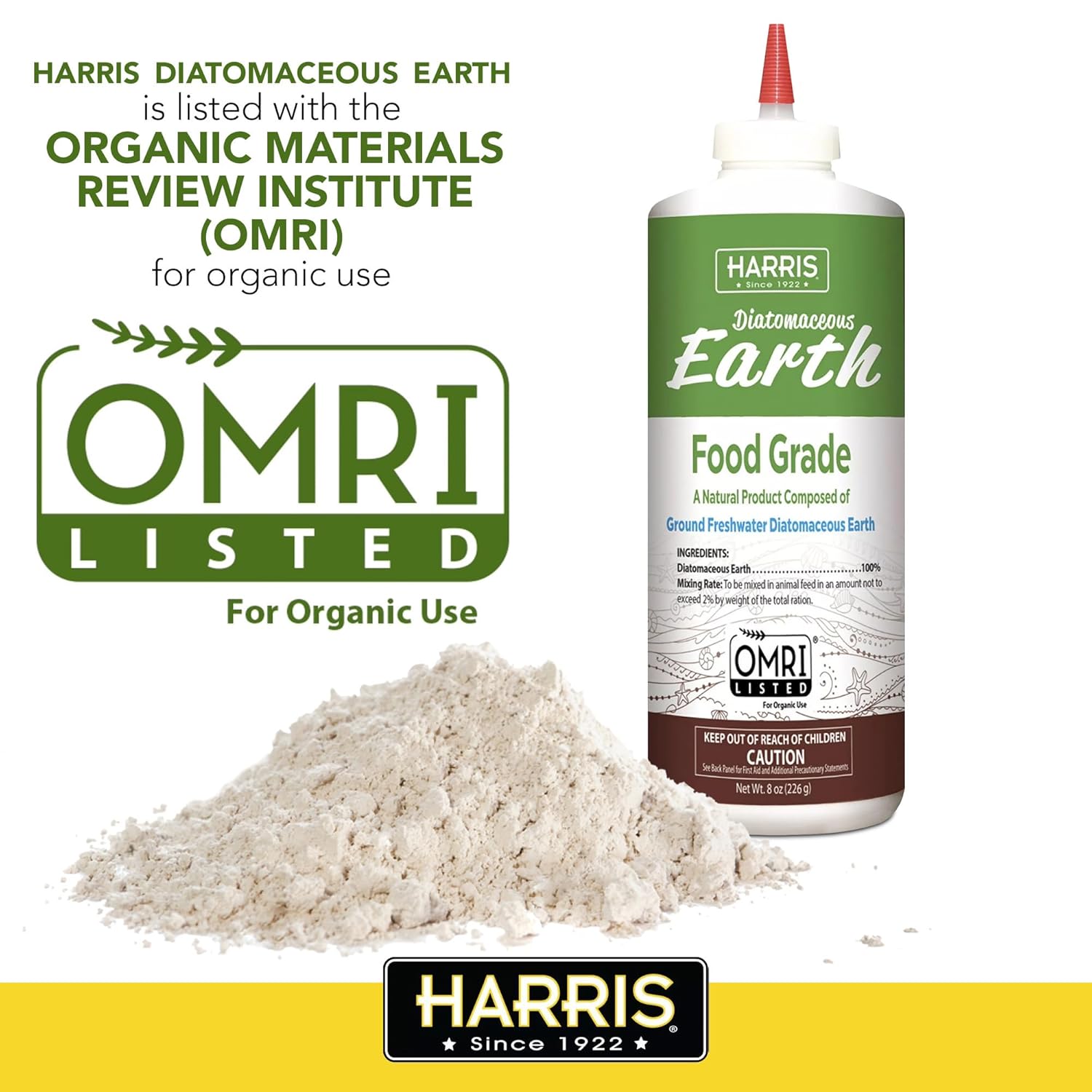 HARRIS Diatomaceous Earth Food Grade 8oz Puffer Tip Lab Chemical New image 7