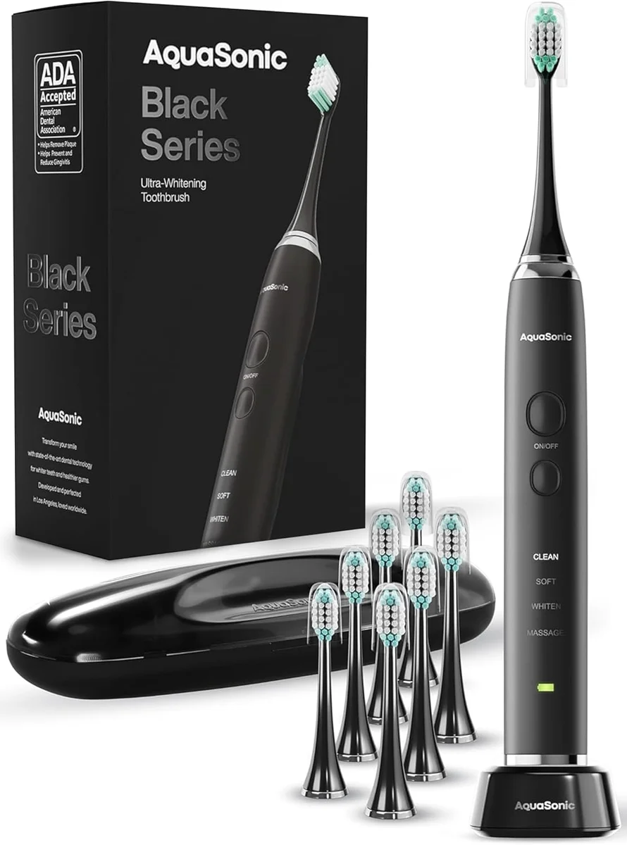 Aquasonic Black Series Ultra Whitening Toothbrush SCTB 40,000 VPM Wireless Charging Black New