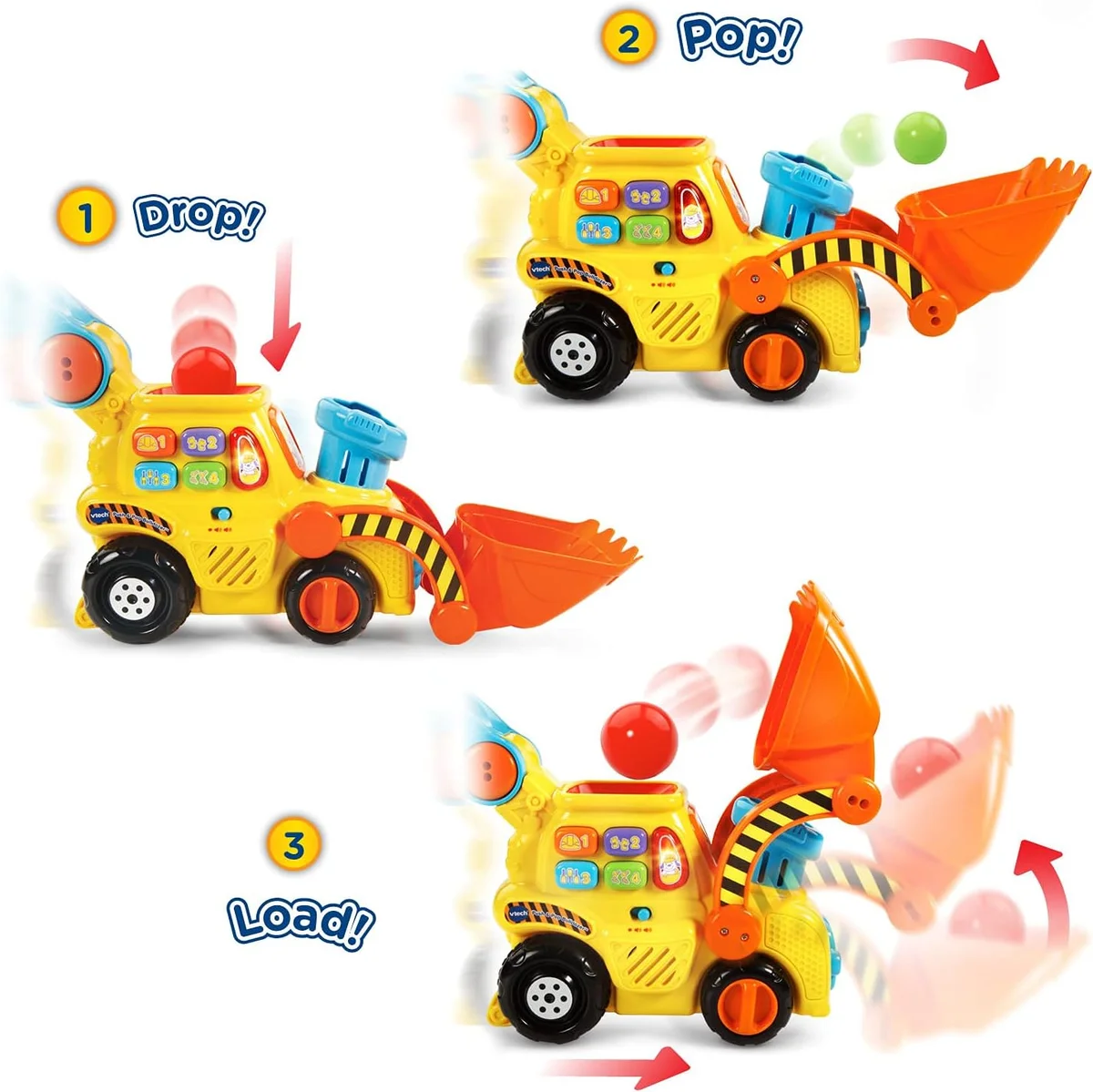 VTech Pop-a-Balls Push and Pop Bulldozer 80-506000 Yellow New image 3