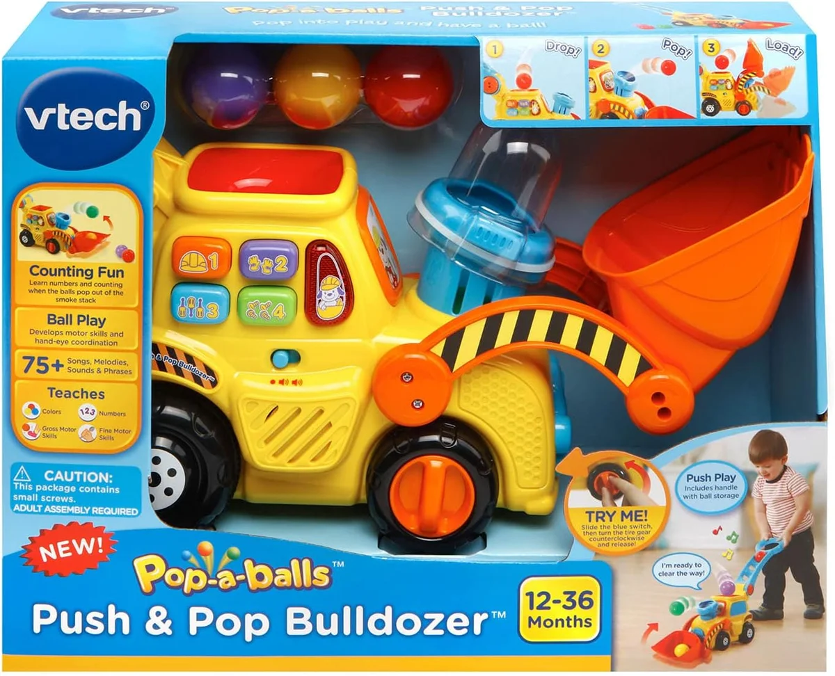 VTech Pop-a-Balls Push and Pop Bulldozer 80-506000 Yellow New image 7