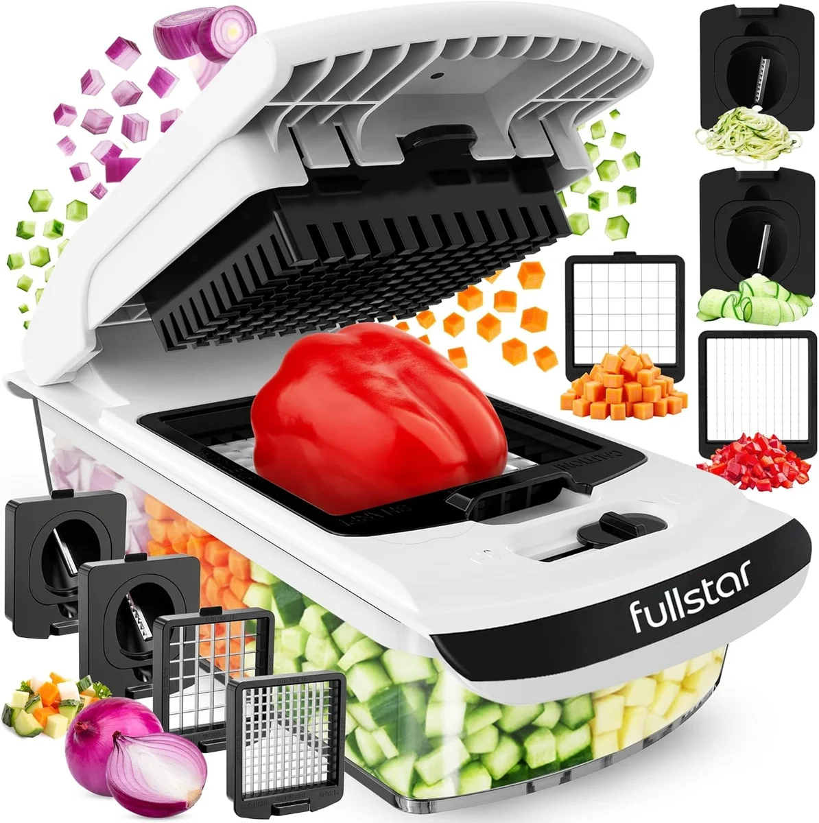 Fullstar Vegetable Chopper Spiralizer TF1096C-8 5-Cup Capacity BPA Free White New