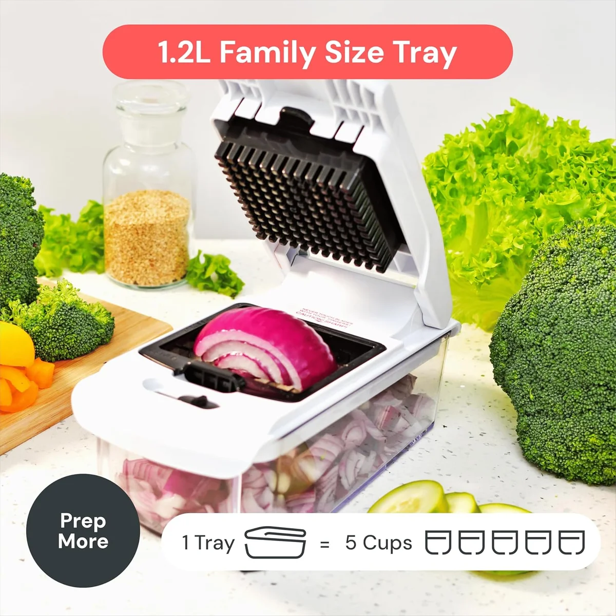Fullstar Vegetable Chopper Spiralizer TF1096C-8 5-Cup Capacity BPA Free White New image 6