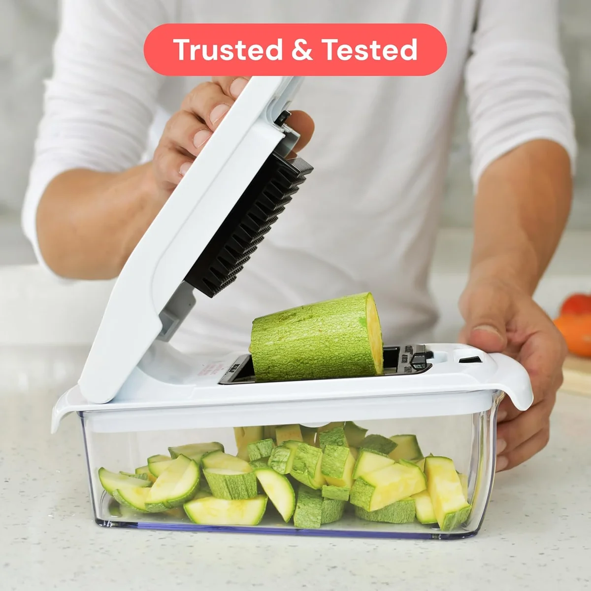 Fullstar Vegetable Chopper Spiralizer TF1096C-8 5-Cup Capacity BPA Free White New image 8