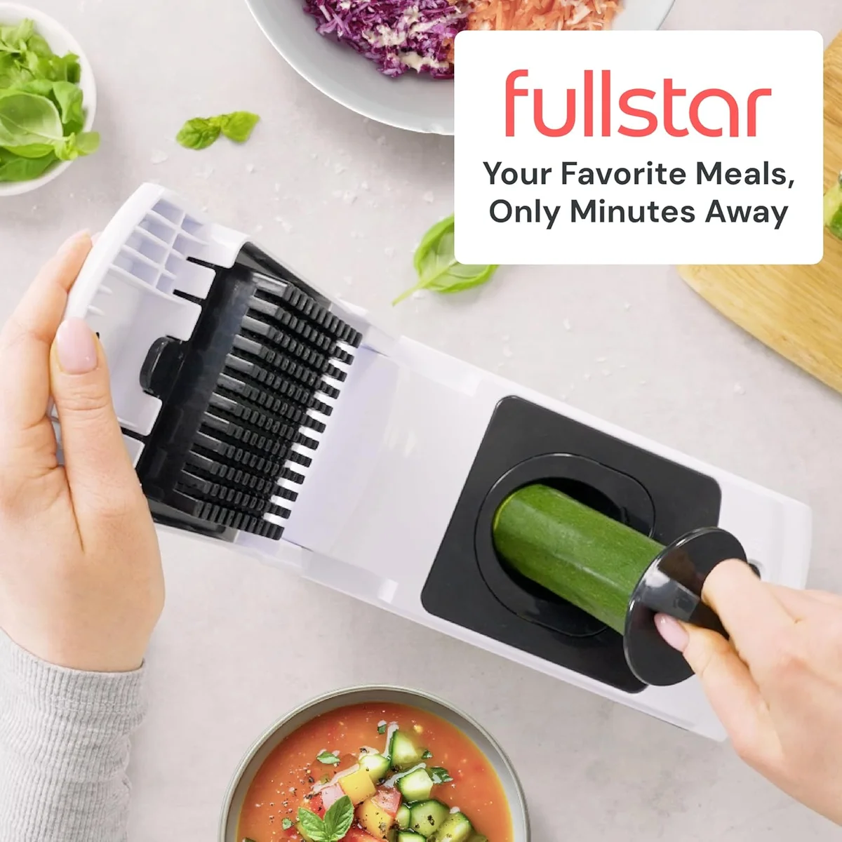 Fullstar Vegetable Chopper Spiralizer TF1096C-8 5-Cup Capacity BPA Free White New image 9