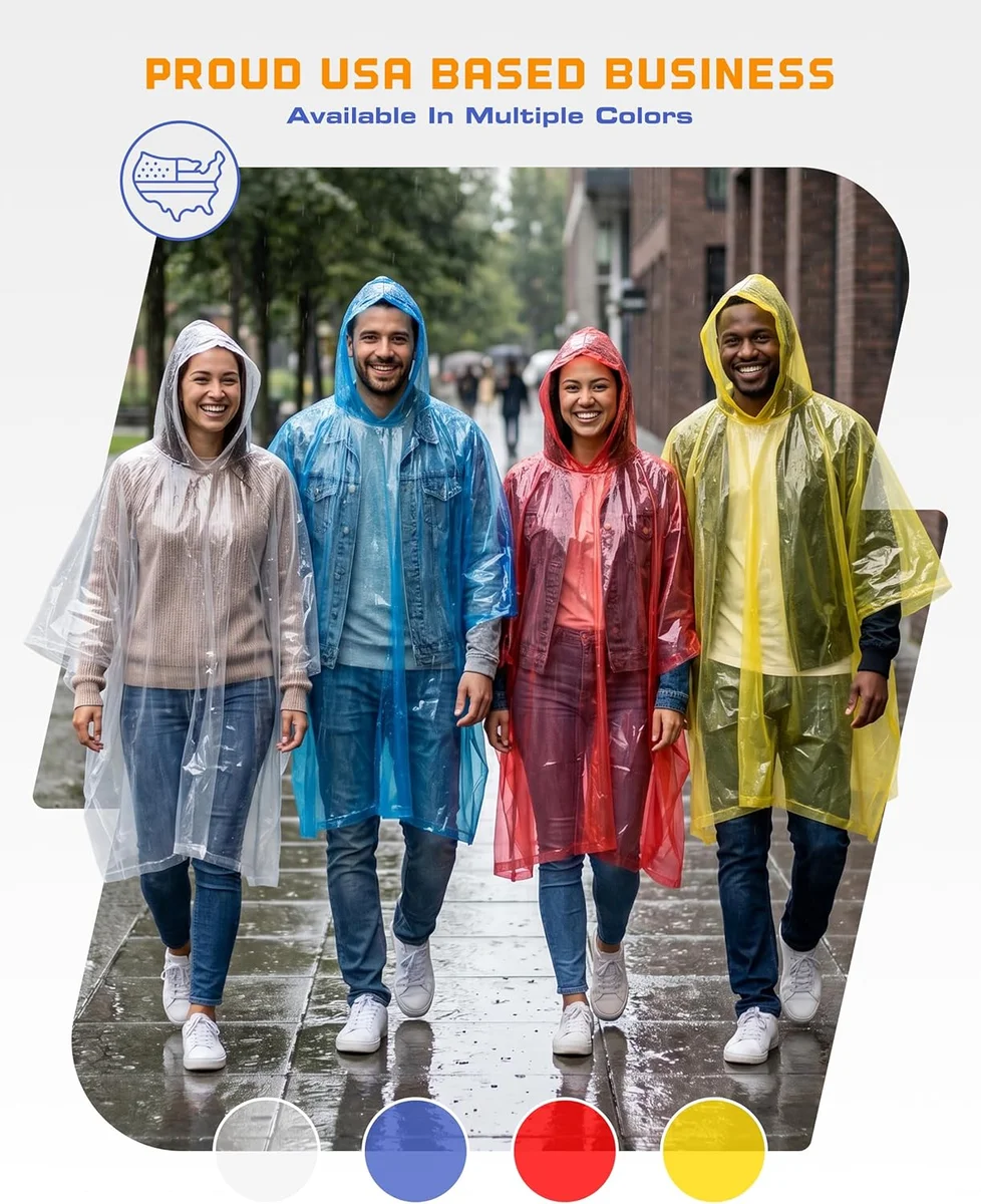 Hagon PRO Disposable Rain Ponchos for Adults 5 Pack Waterproof Clear New image 7