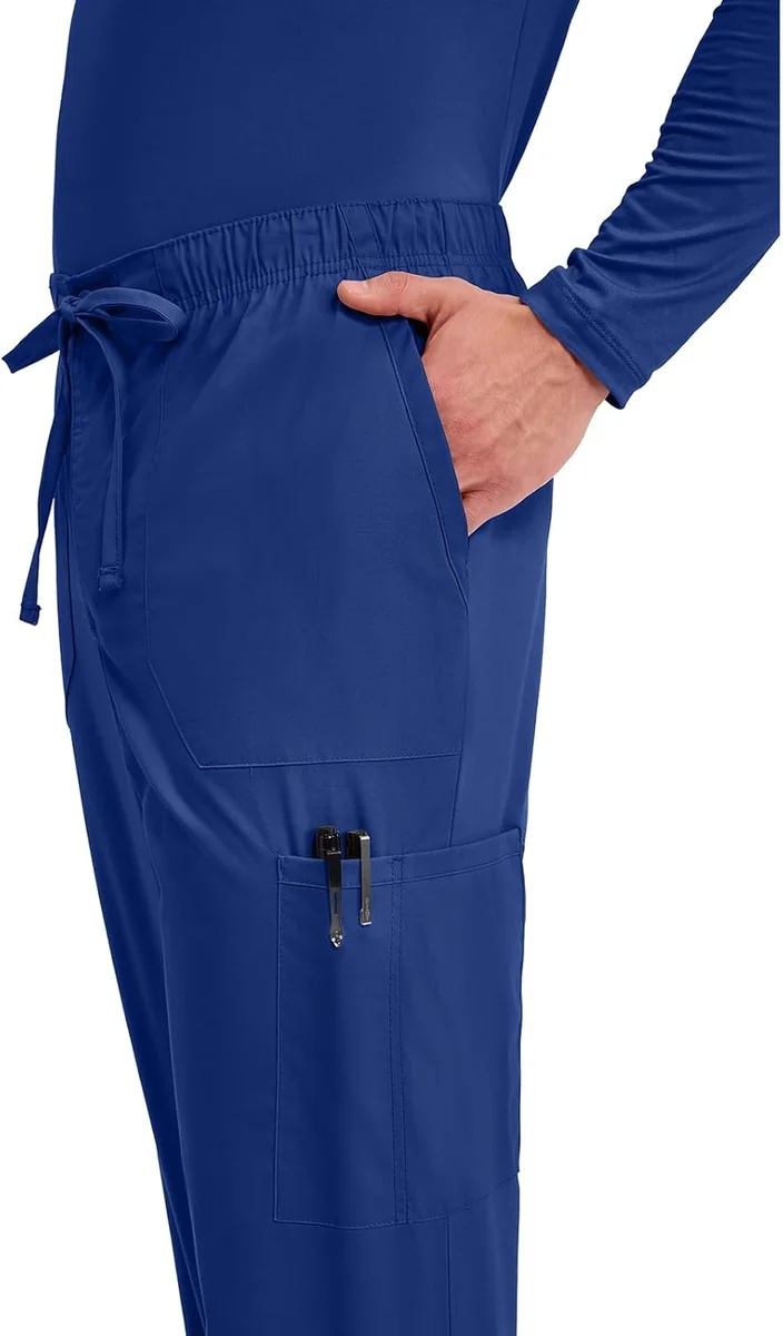 Cherokee Scrubs Tapered Leg Cargo Scrub Pants WW190 Zip Fly 5 Pockets Elastic Waist Galaxy Blue New image 2