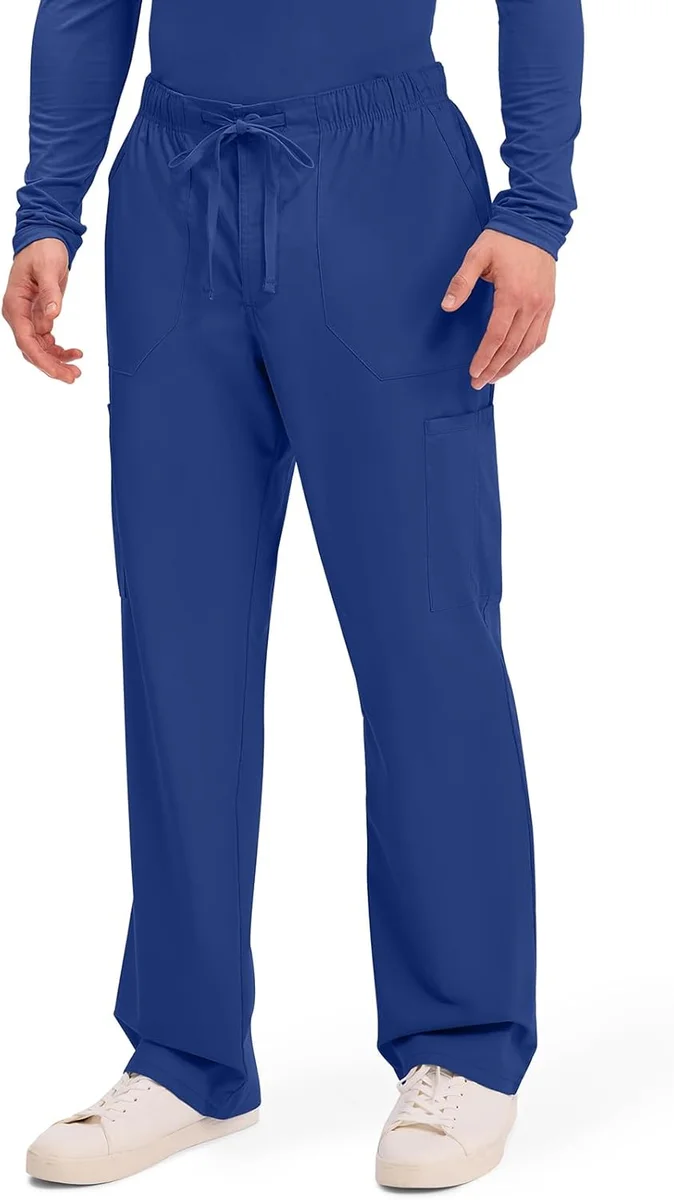 Cherokee Scrubs Tapered Leg Cargo Scrub Pants WW190 Zip Fly 5 Pockets Elastic Waist Galaxy Blue New image 3