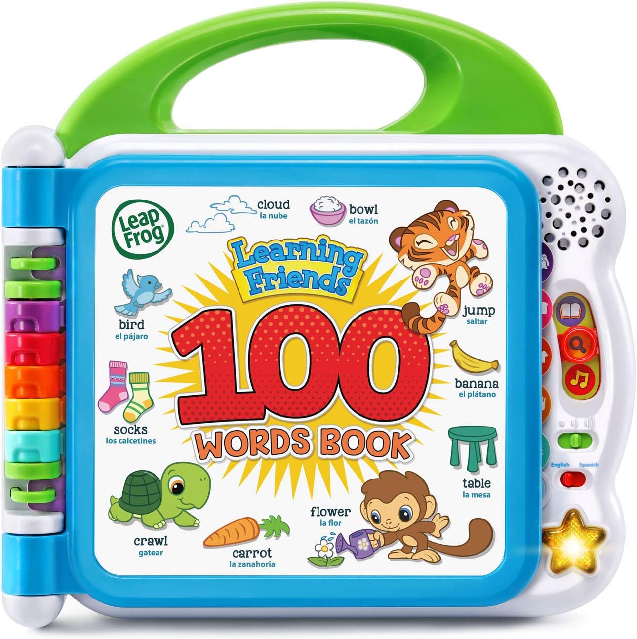 LeapFrog Learning Friends 100 Words Book Model 80-601540 Bilingual Interactive Plastic Green New