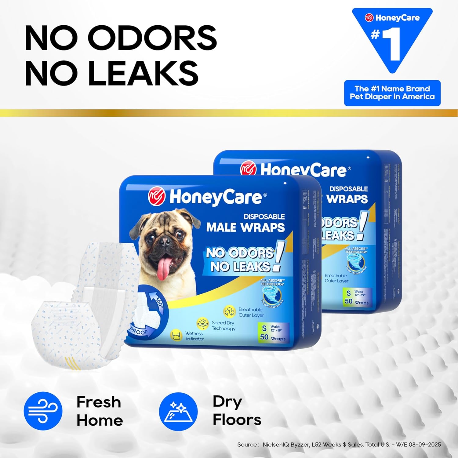 HONEY CARE All-Absorb A26 Male Dog Wrap 50 Count Small Blue New image 6