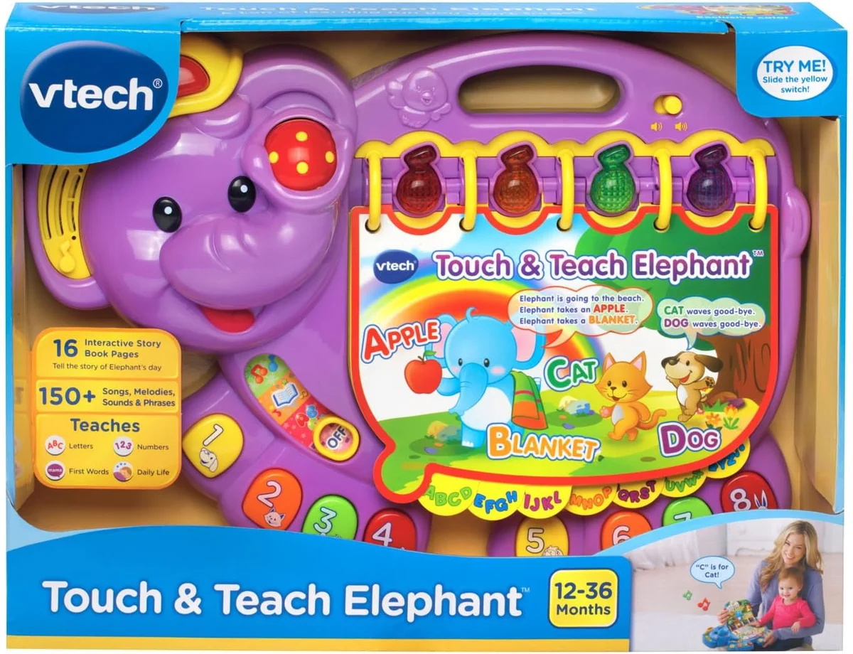 VTech Touch and Teach Elephant 80-158089 Interactive Learning Toy Purple New image 5