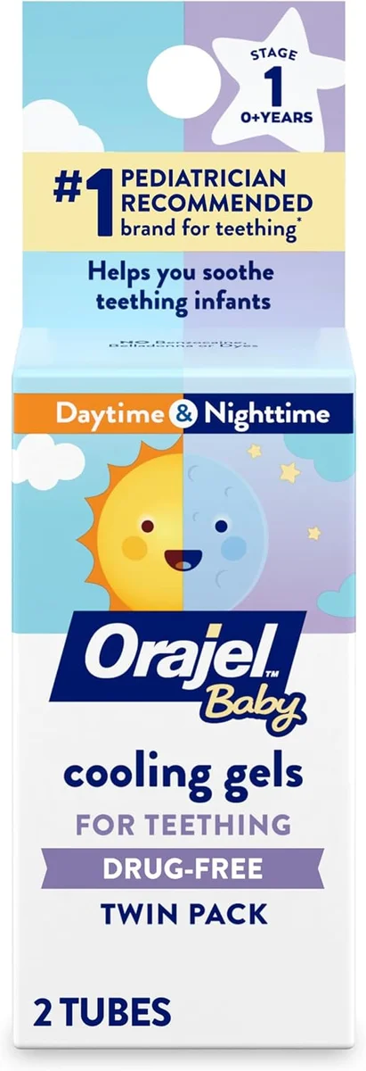 Orajel Baby Cooling Gels for Teething Daytime & Nighttime 0.18oz Tubes Clear New