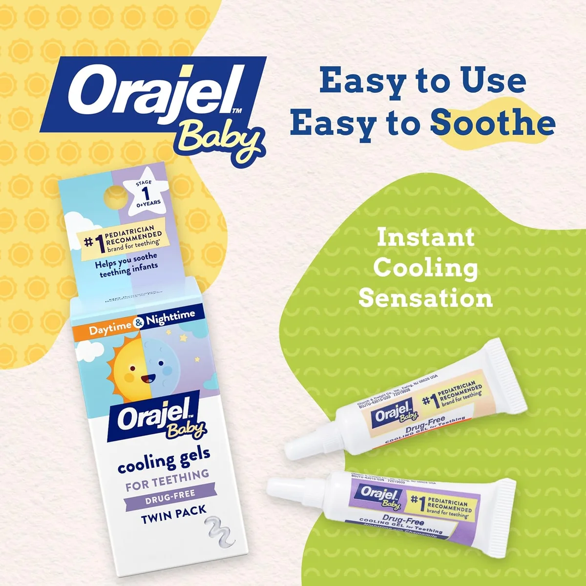 Orajel Baby Cooling Gels for Teething Daytime & Nighttime 0.18oz Tubes Clear New image 2