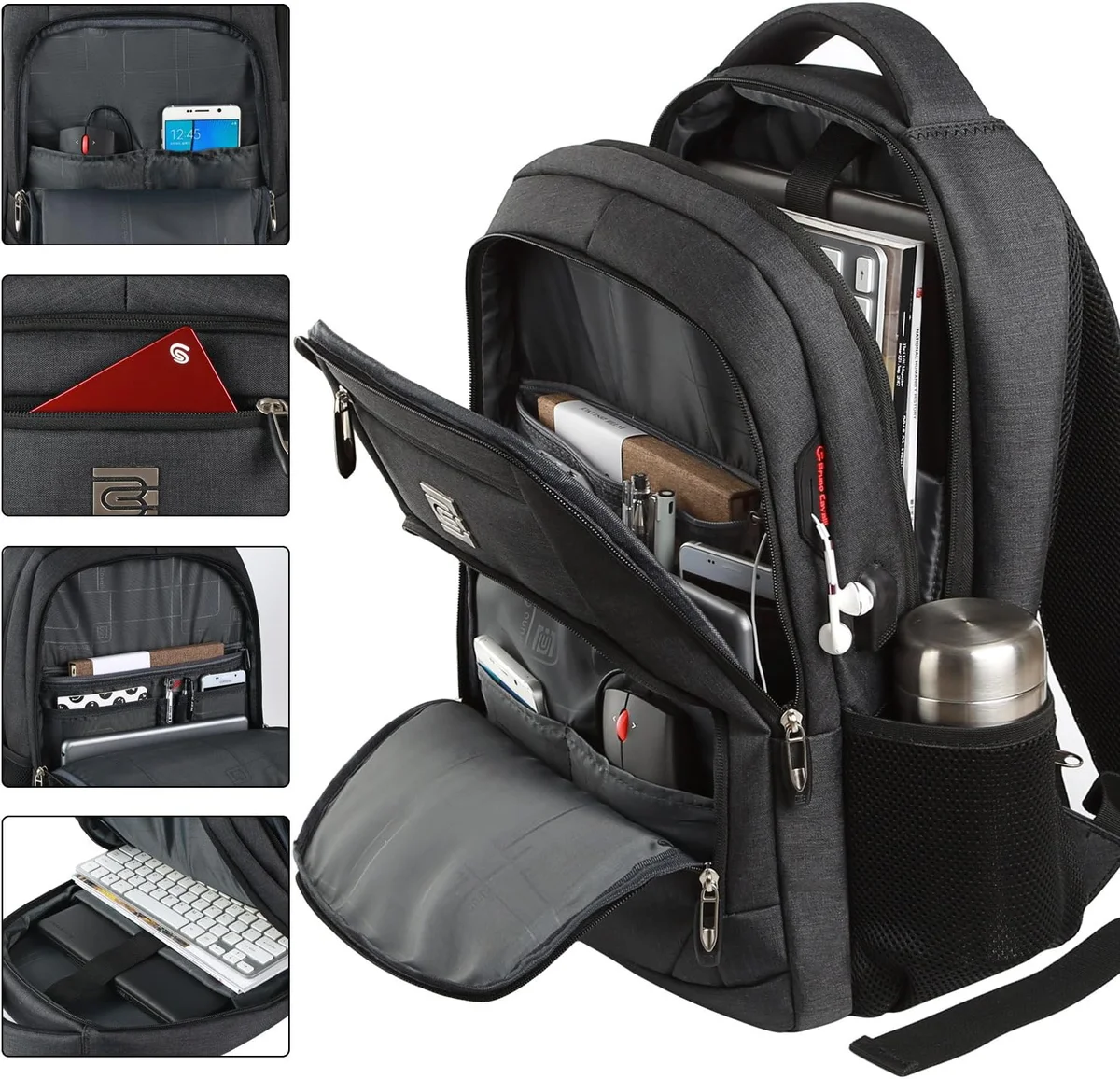 Volher Laptop Backpack Anti Theft Slim Durable 15.6 Inch Black - New image 2