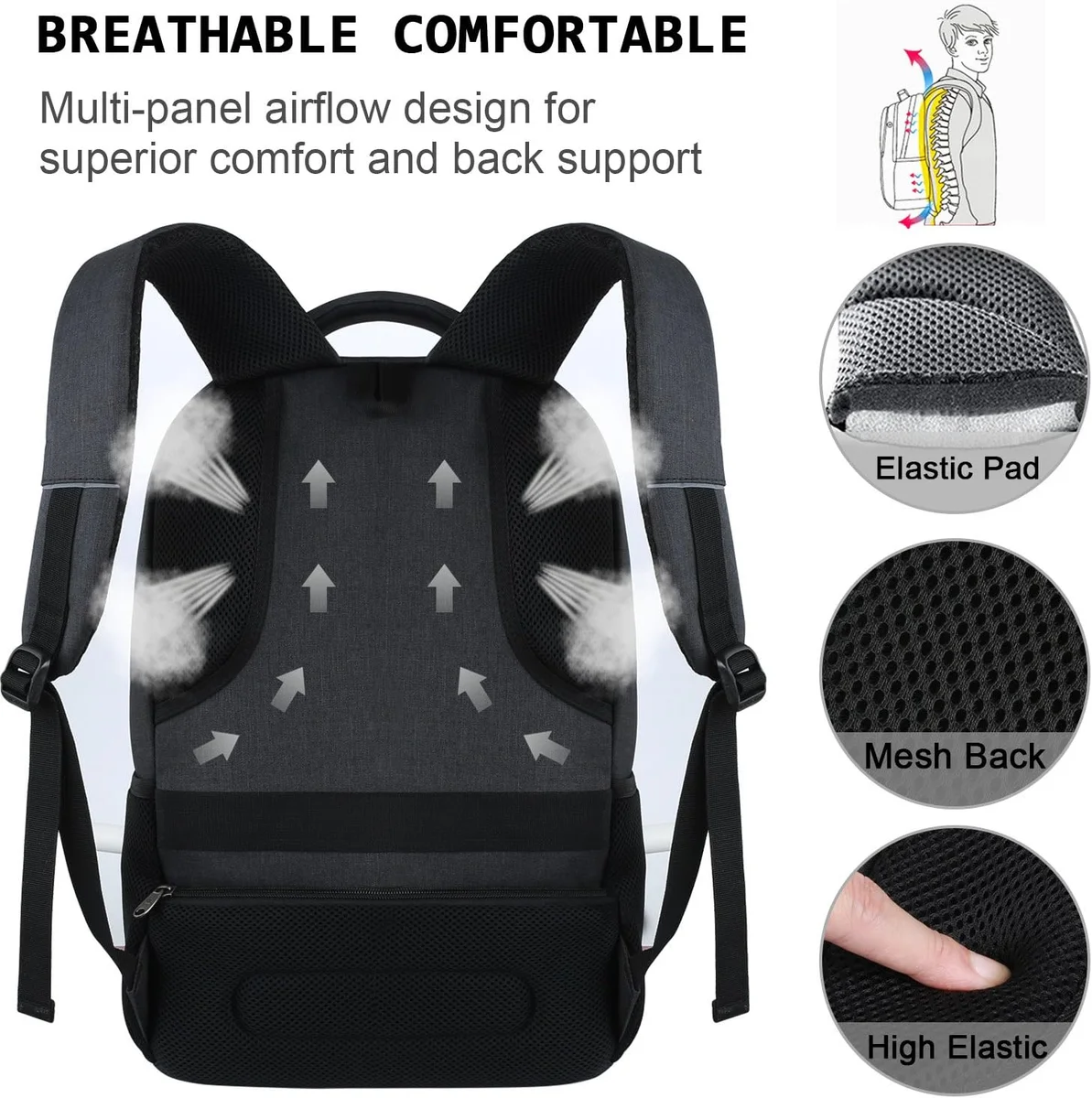 Volher Laptop Backpack Anti Theft Slim Durable 15.6 Inch Black - New image 5