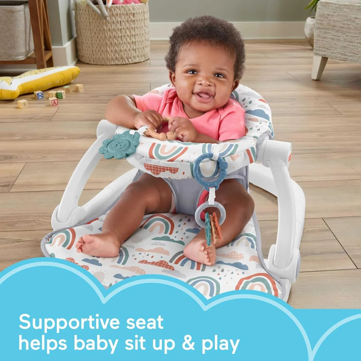 Fisher-Price Sit-Me-Up Floor Seat HBM78 with Developmental Toys Machine Washable Multicolor New image 2