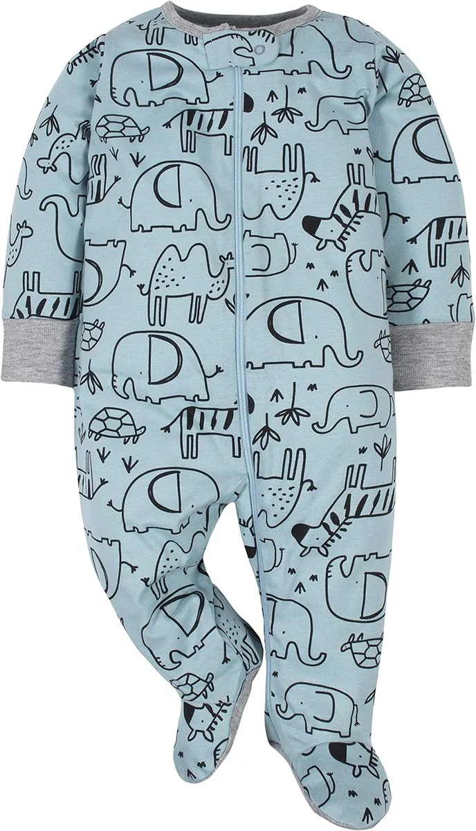 Gerber 4 Pack Sleep 'N Play Footie Cotton Jungle New image 2