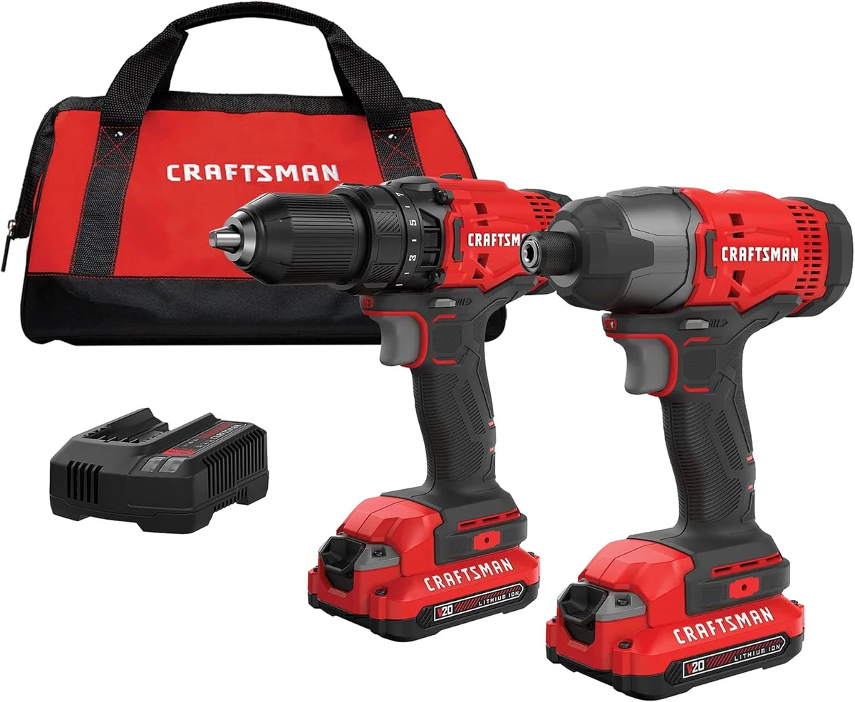 CRAFTSMAN V20 MAX Cordless Drill Driver and Impact Driver Set CMCK200C2 20V with 2 Batteries and Charger - New