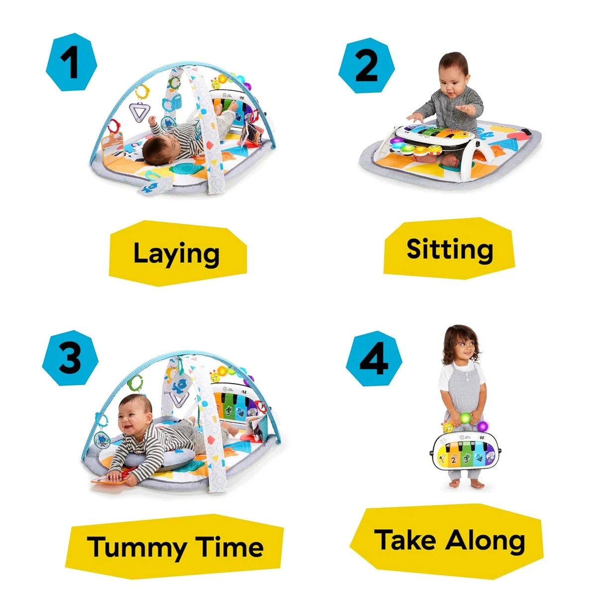 Baby Einstein 4-in-1 Kickin' Tunes Music and Language Play Gym 11749 - 10 Piece Set Fabric/Plastic Kickin Tunes 4-in-1 Mat New image 2