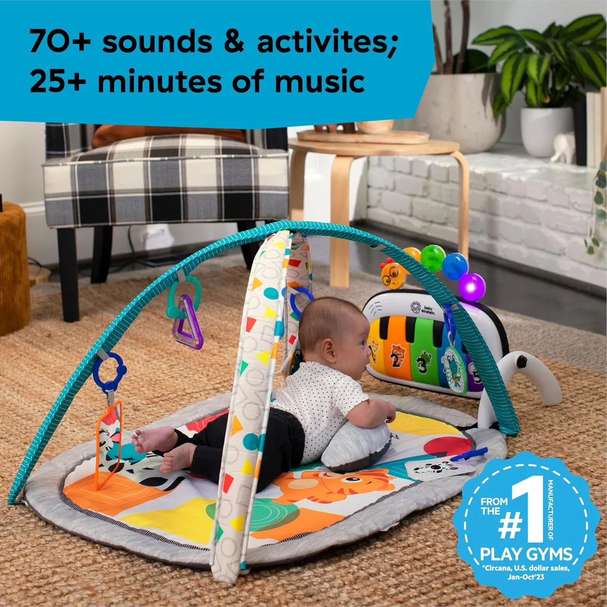 Baby Einstein 4-in-1 Kickin' Tunes Music and Language Play Gym 11749 - 10 Piece Set Fabric/Plastic Kickin Tunes 4-in-1 Mat New image 5