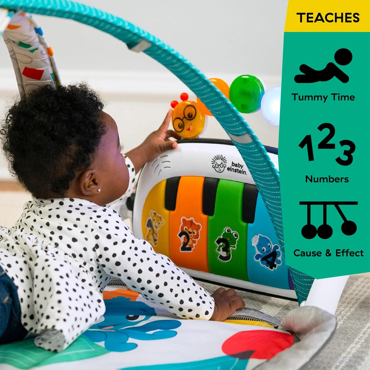 Baby Einstein 4-in-1 Kickin' Tunes Music and Language Play Gym 11749 - 10 Piece Set Fabric/Plastic Kickin Tunes 4-in-1 Mat New image 7