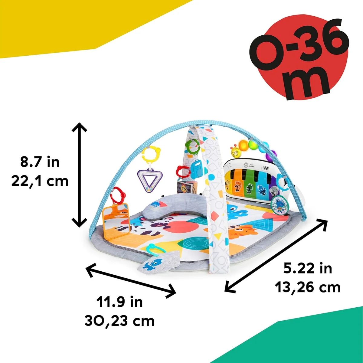 Baby Einstein 4-in-1 Kickin' Tunes Music and Language Play Gym 11749 - 10 Piece Set Fabric/Plastic Kickin Tunes 4-in-1 Mat New image 8