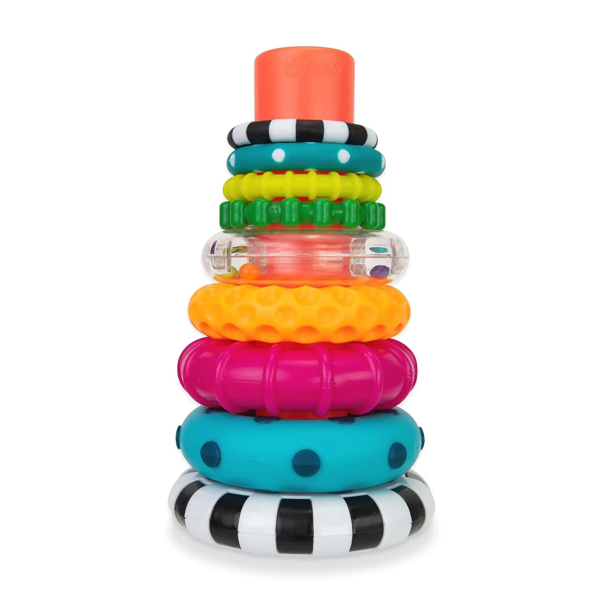 Sassy Stacks of Circles Stacking Ring STEM Learning Toy 9 Piece Set Multi New