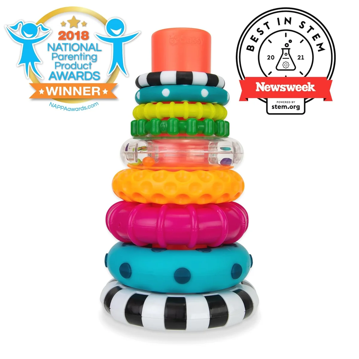 Sassy Stacks of Circles Stacking Ring STEM Learning Toy 9 Piece Set Multi New image 2