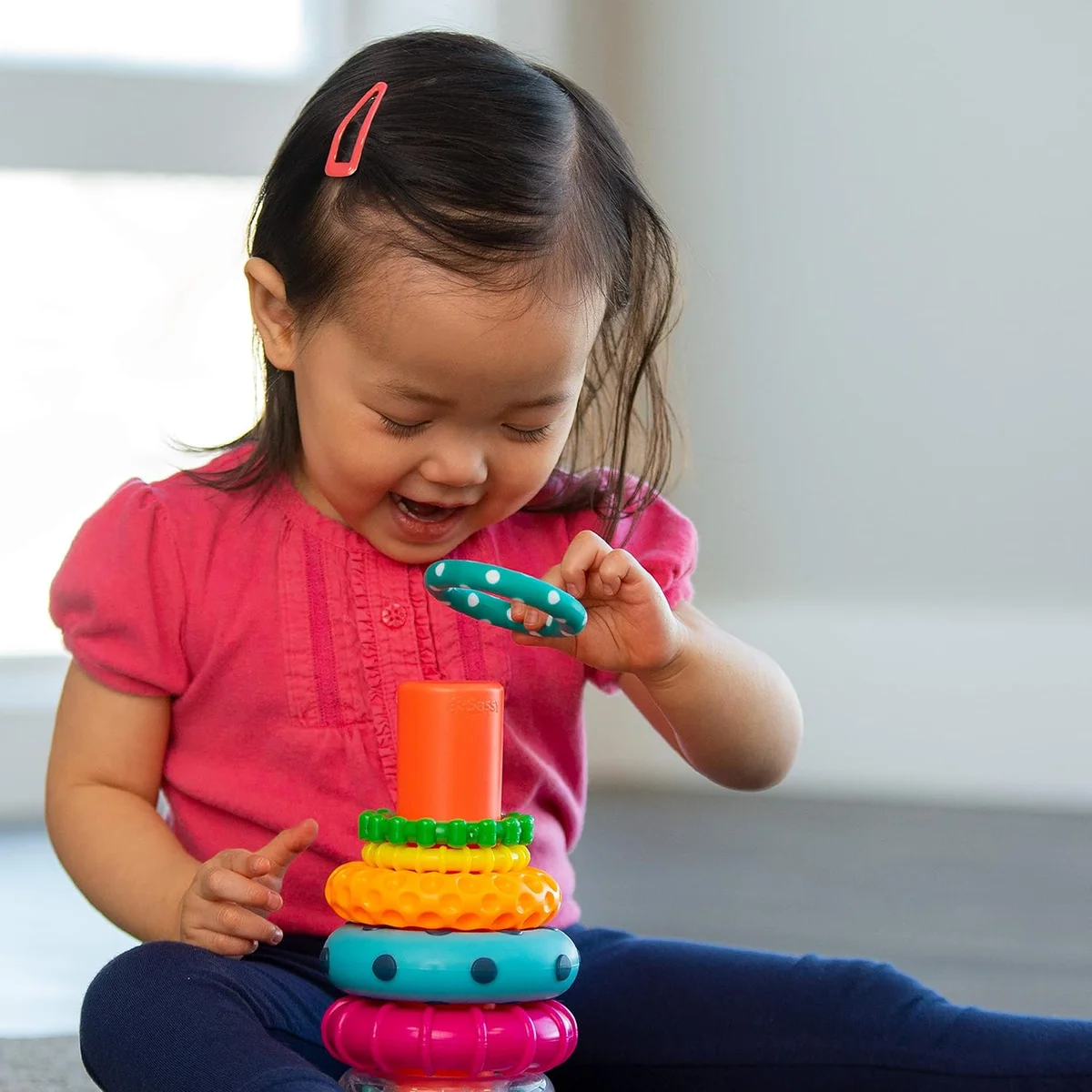 Sassy Stacks of Circles Stacking Ring STEM Learning Toy 9 Piece Set Multi New image 5
