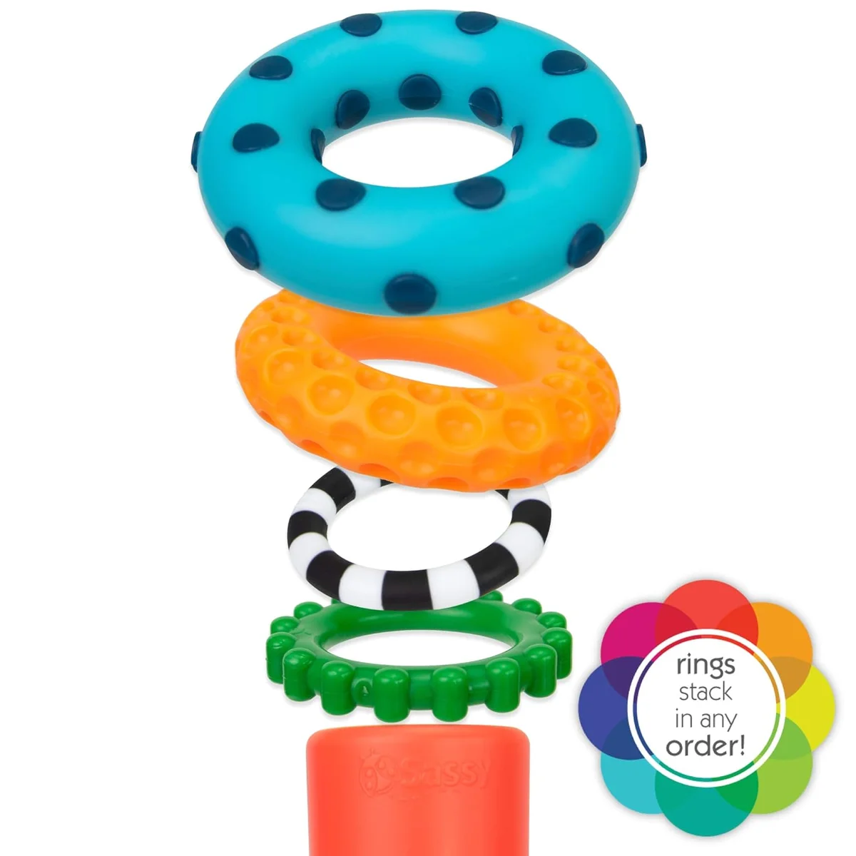Sassy Stacks of Circles Stacking Ring STEM Learning Toy 9 Piece Set Multi New image 6