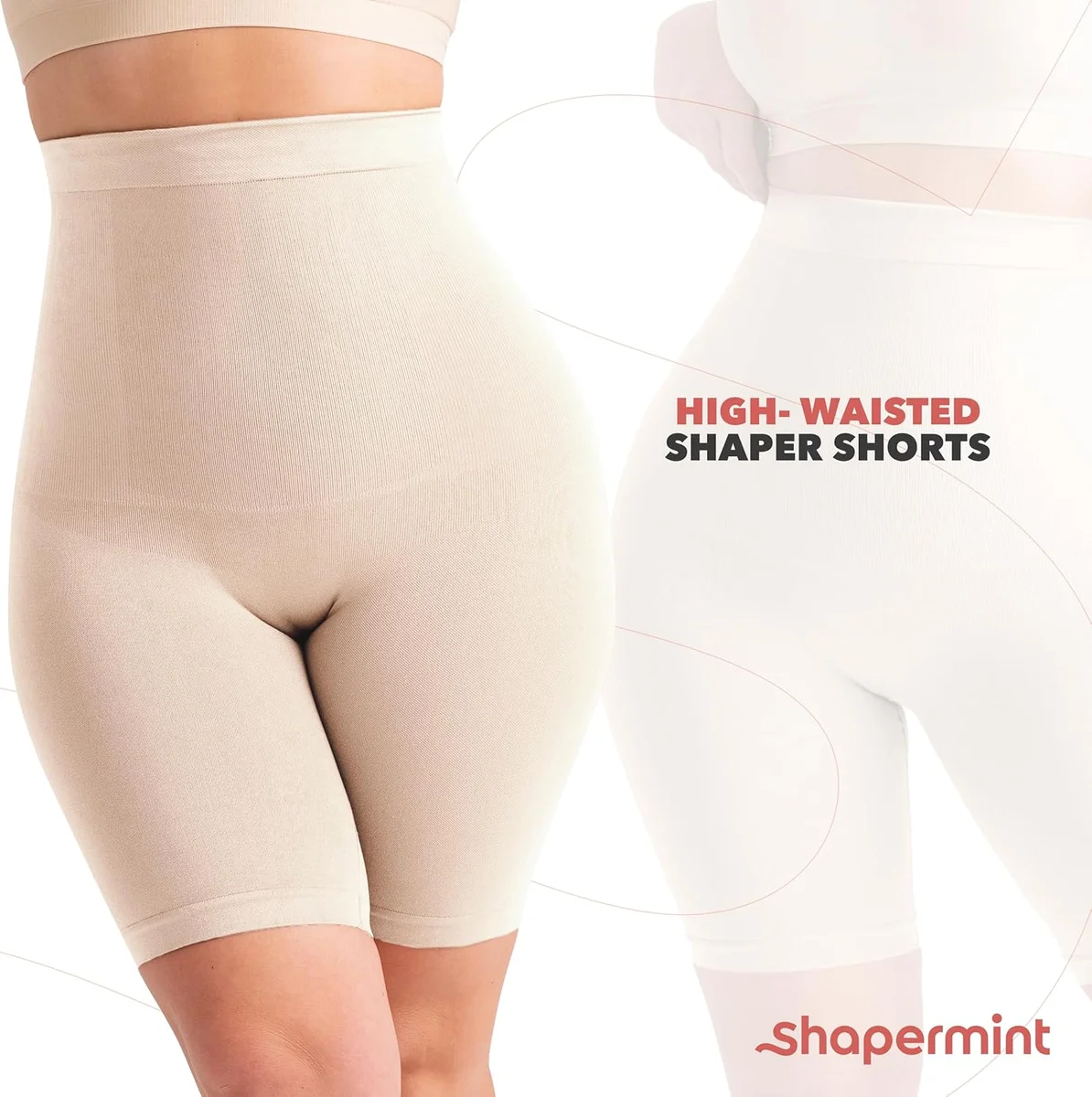 SHAPERMINT High-Waisted Shapewear Tummy Control Shorts 55021 Nylon Nude New image 7