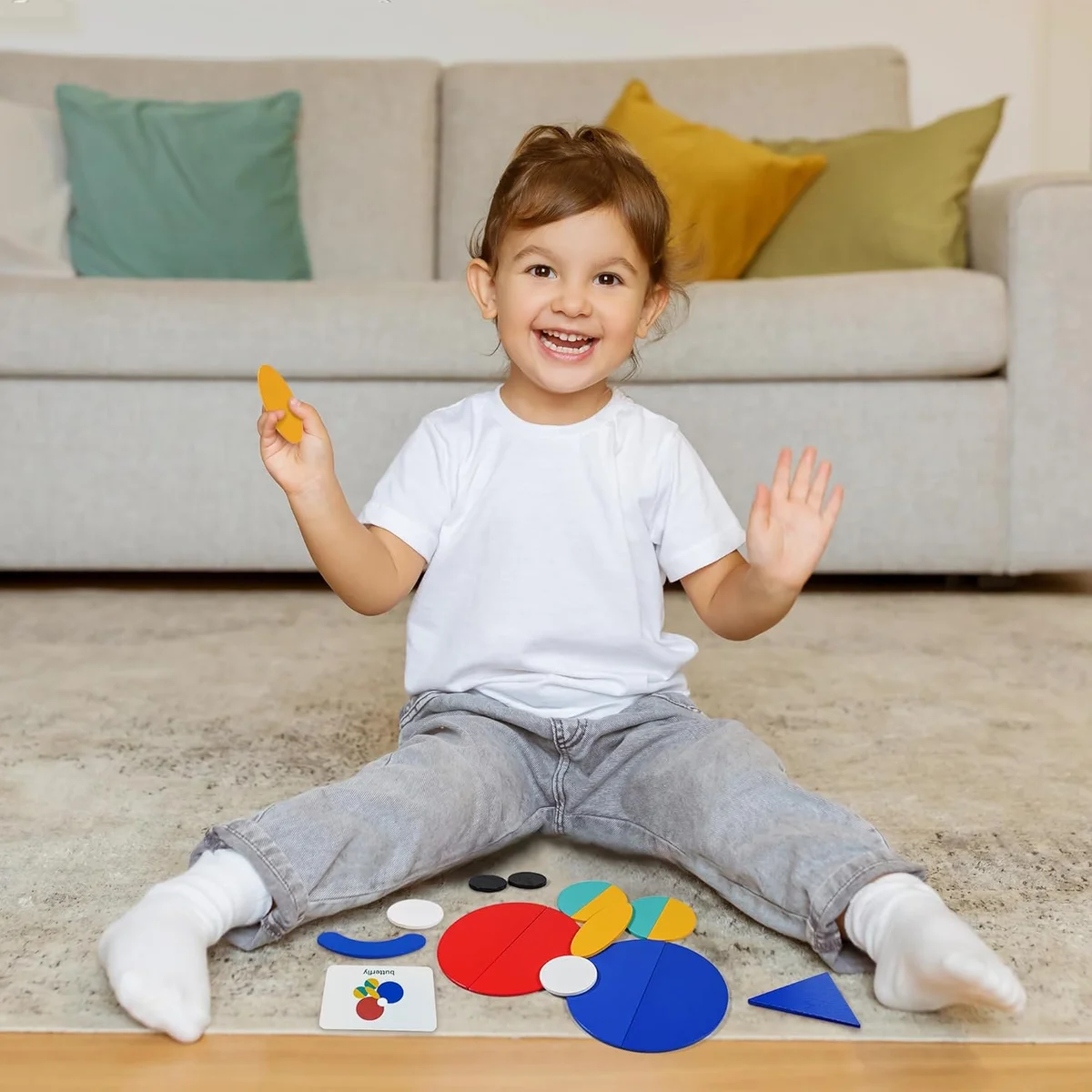 LiKee Open Ended Wooden Shape Puzzles 36 Blocks & 60 Cards Montessori Toys Multicolor New image 6