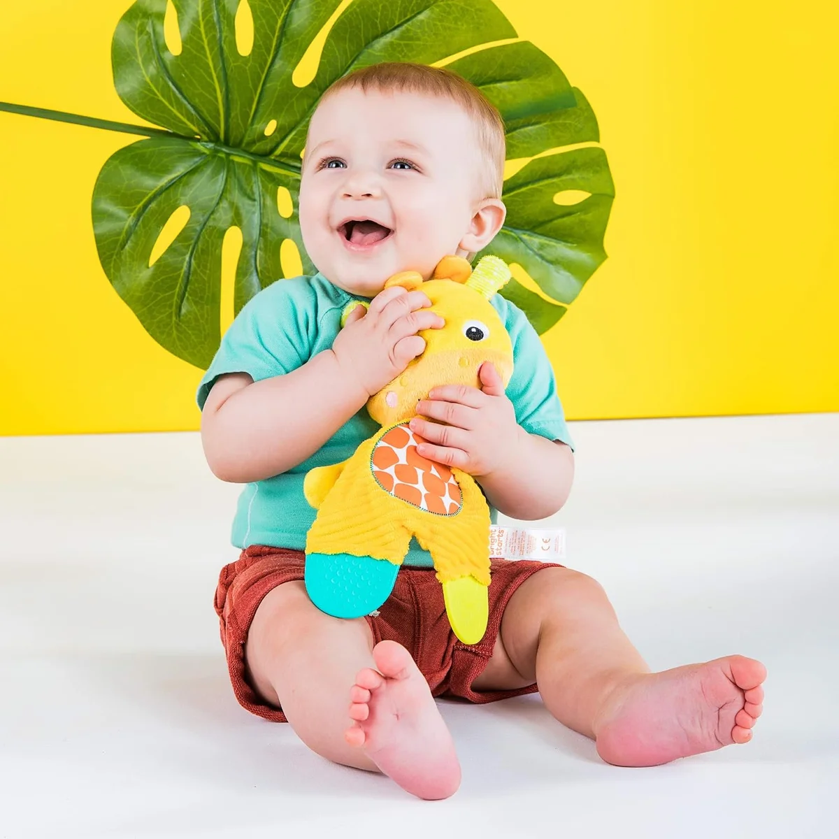 Bright Starts Snuggle & Teethe Plush Baby Toy Giraffe Model 12348 BPA-Free Yellow New image 2