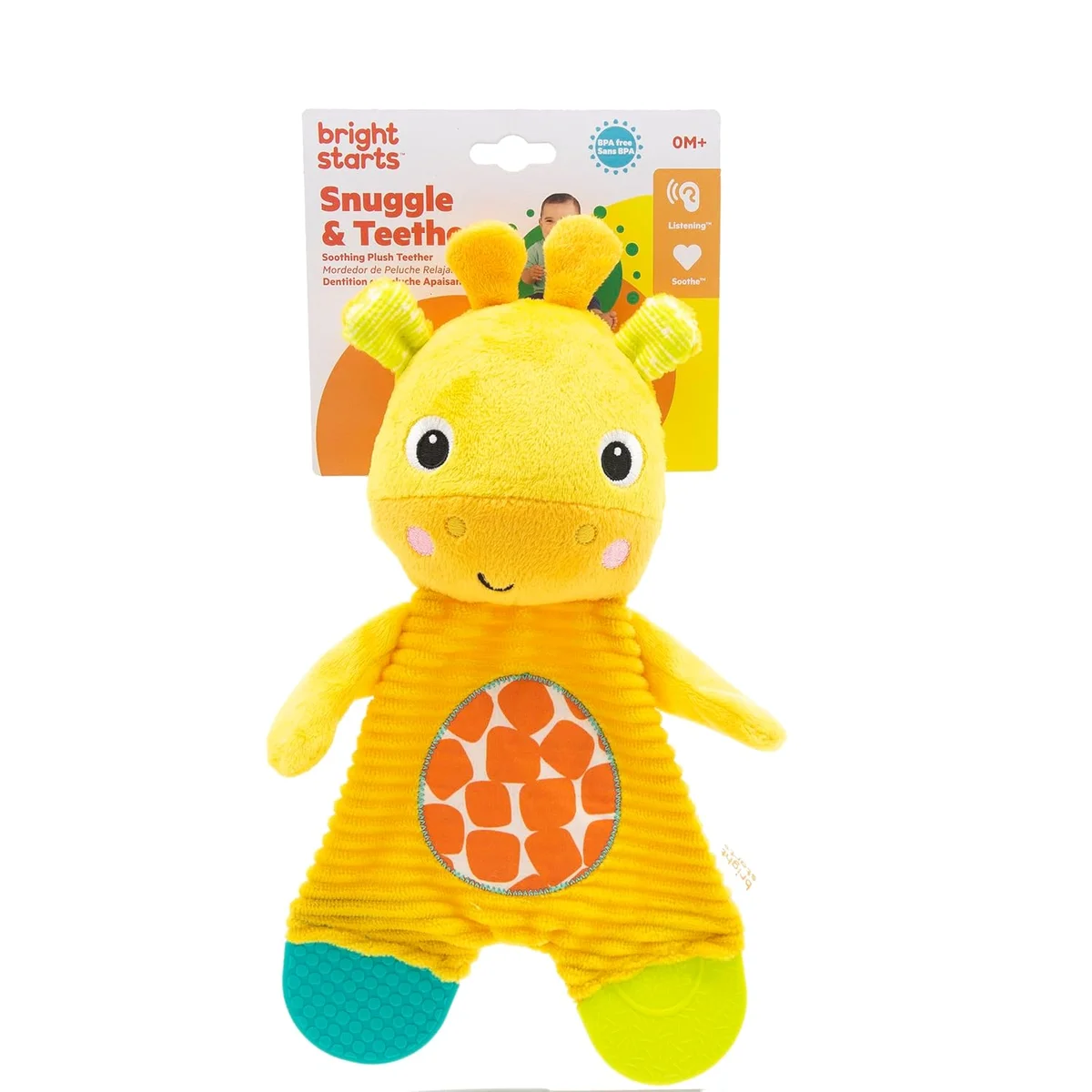 Bright Starts Snuggle & Teethe Plush Baby Toy Giraffe Model 12348 BPA-Free Yellow New image 6