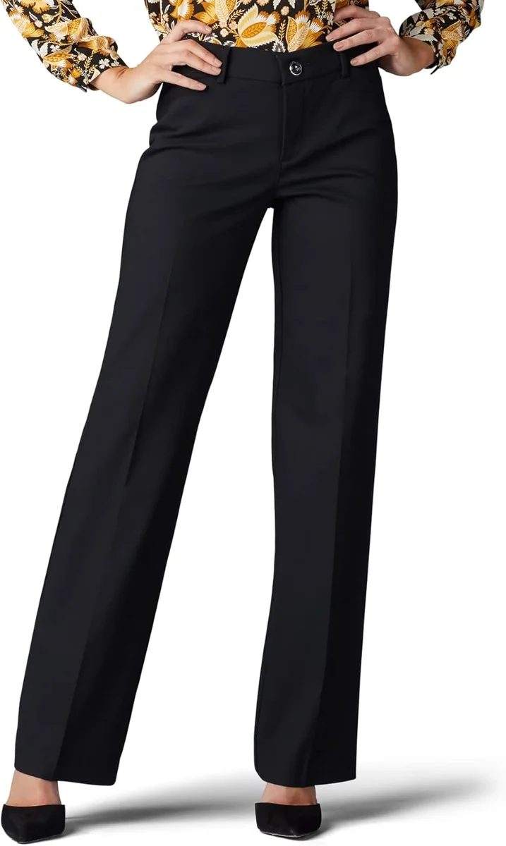 Lee Women's Ultra Lux Comfort Trouser Pant Cotton Blend Black New