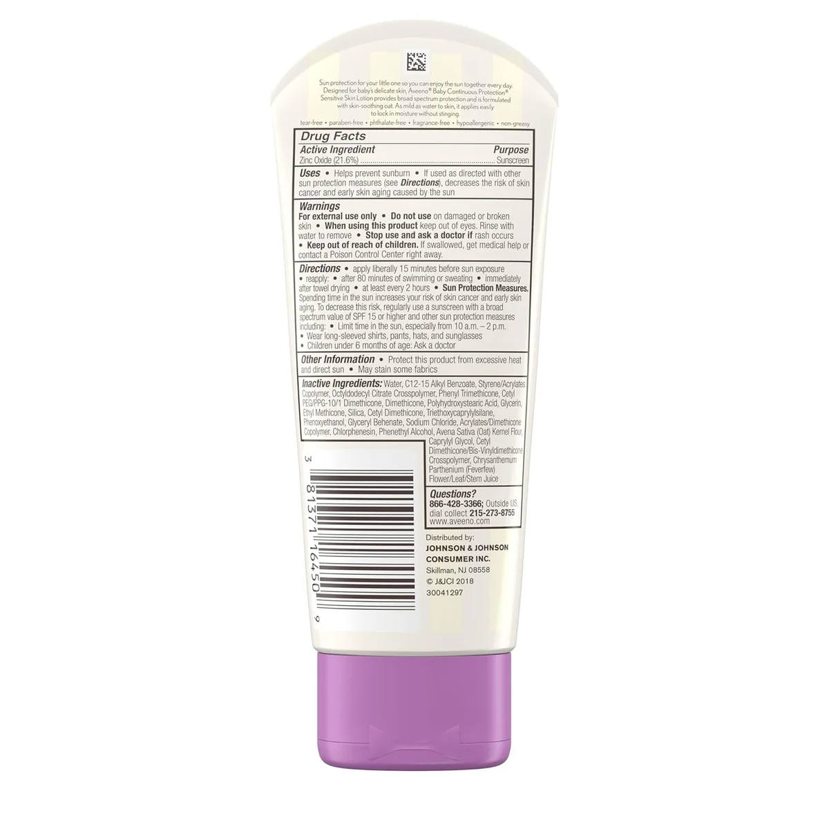 Aveeno Baby Continuous Protection Mineral Sunscreen Lotion SPF 50 3 fl oz - New image 7