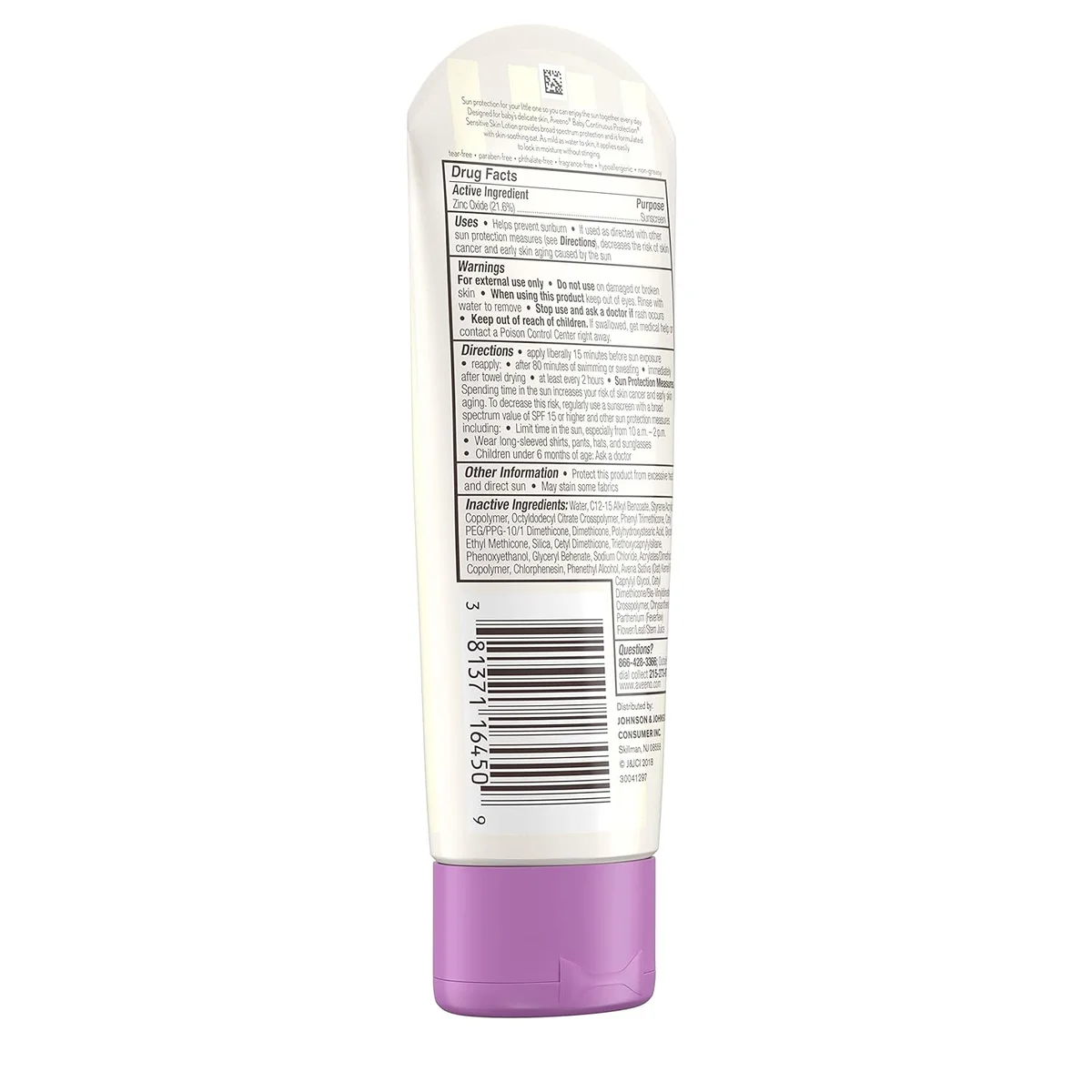 Aveeno Baby Continuous Protection Mineral Sunscreen Lotion SPF 50 3 fl oz - New image 9