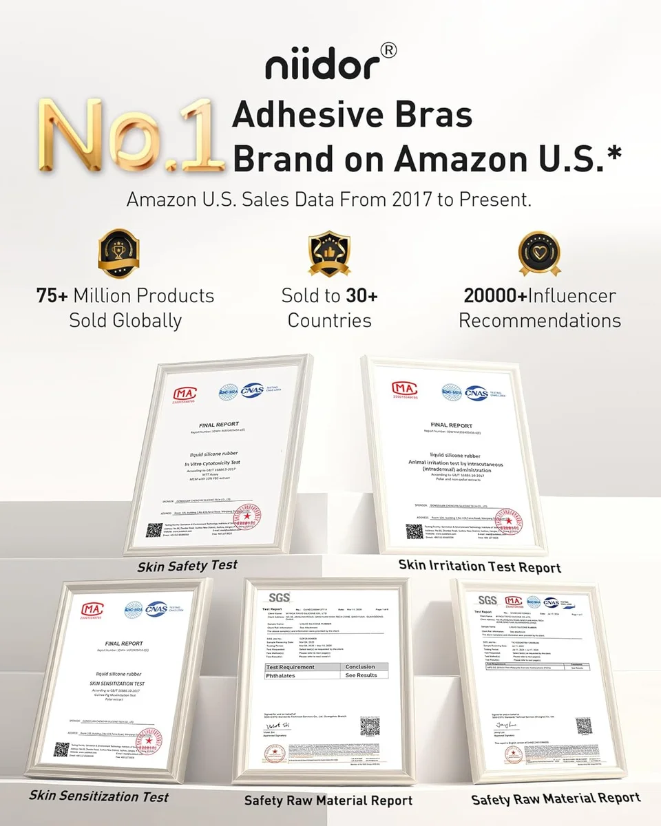 Niidor Adhesive Bra Strapless Push Up Silicone Bra Multiple Sizes Nude New image 5