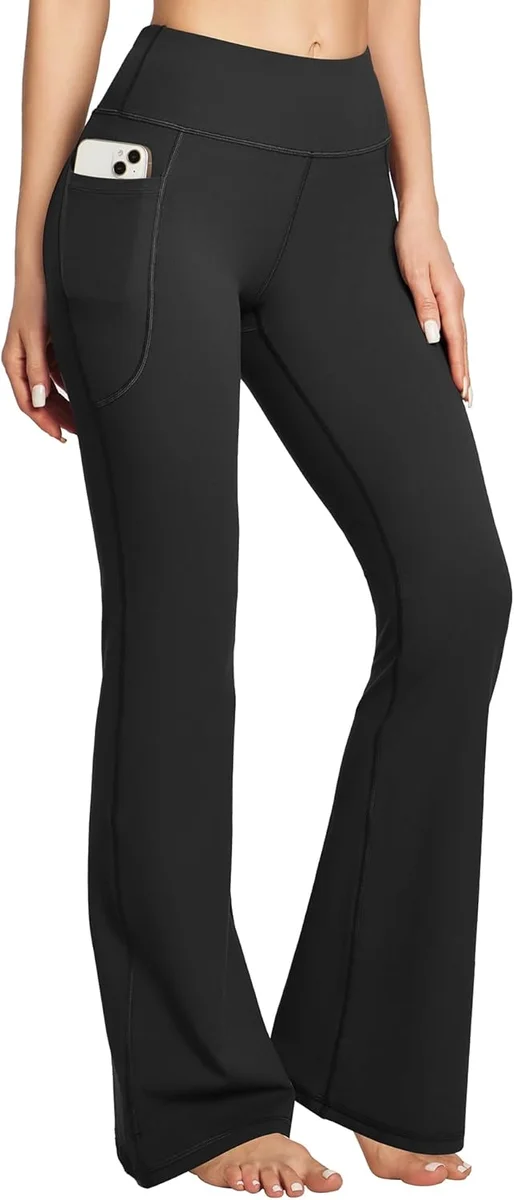 Heathyoga Yoga Pants Women Wide Leg Bootcut 80% Polyester Black New