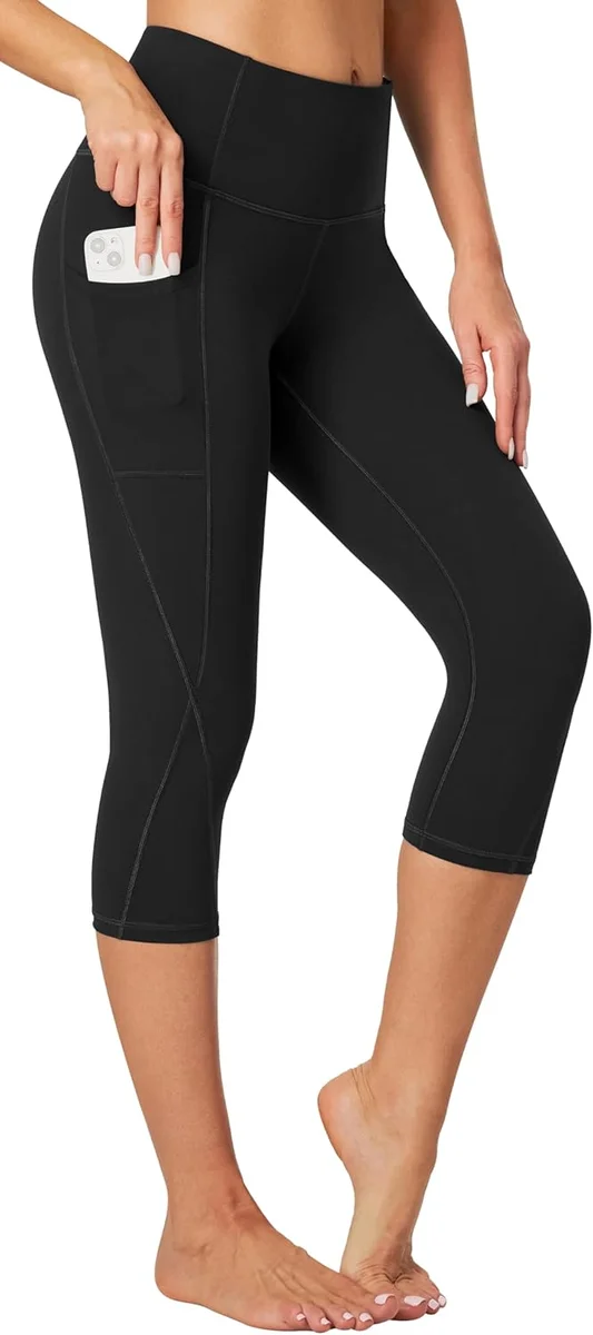 Heathyoga Capri Leggings for Women High Waisted Tummy Control Black X-Large New