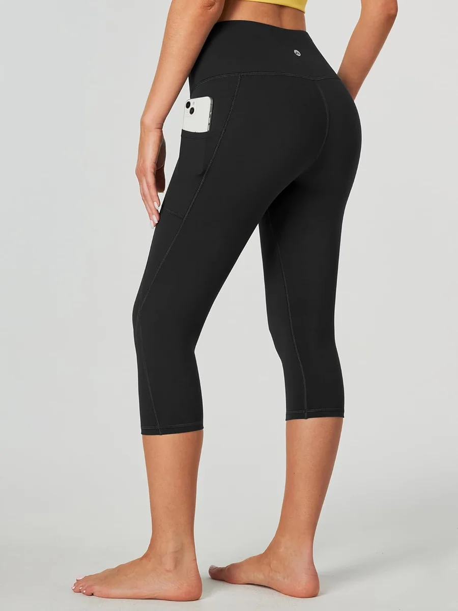 Heathyoga Capri Leggings for Women High Waisted Tummy Control Black X-Large New image 2