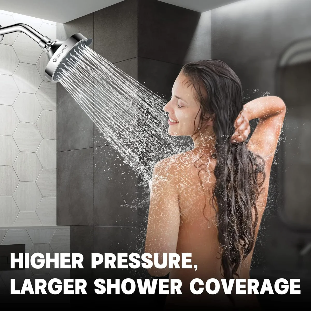 HOPOPRO High Pressure Shower Head 21651 5 Modes 1.8 GPM Chrome New image 5