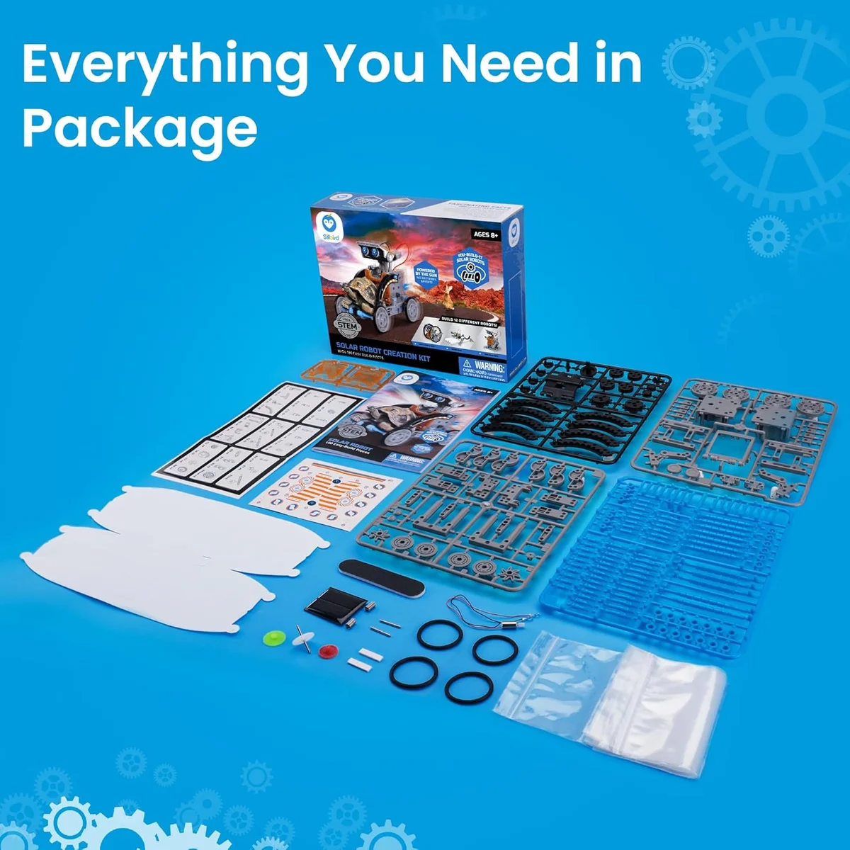 Sillbird 12-in-1 Solar Robot Building Kit US-SB-SolarRobot Educational STEM Toy 190 Pieces Blue/Grey New image 8