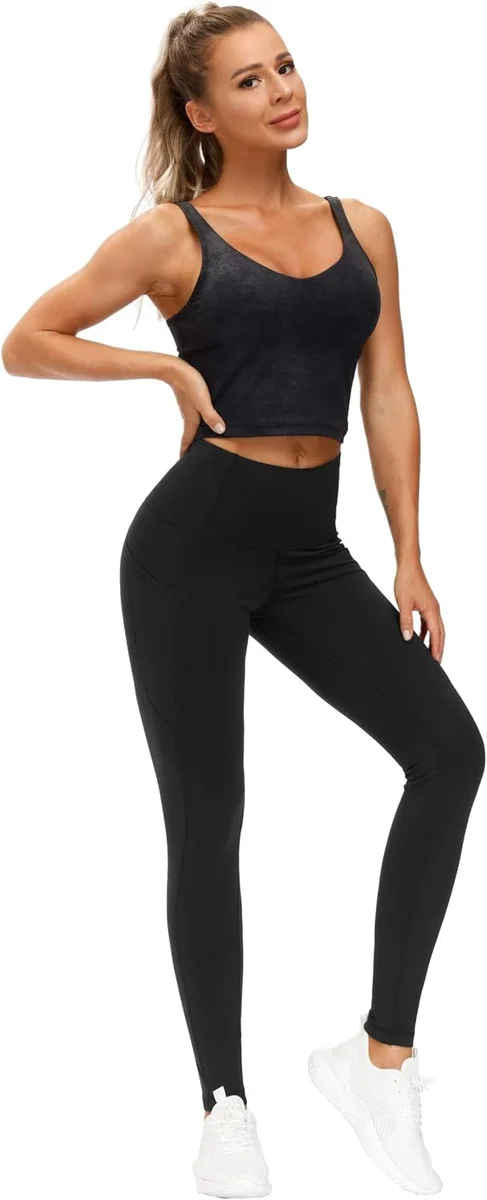 THE GYM PEOPLE Thick High Waist Yoga Pants Leggings Tummy Control Black New image 5