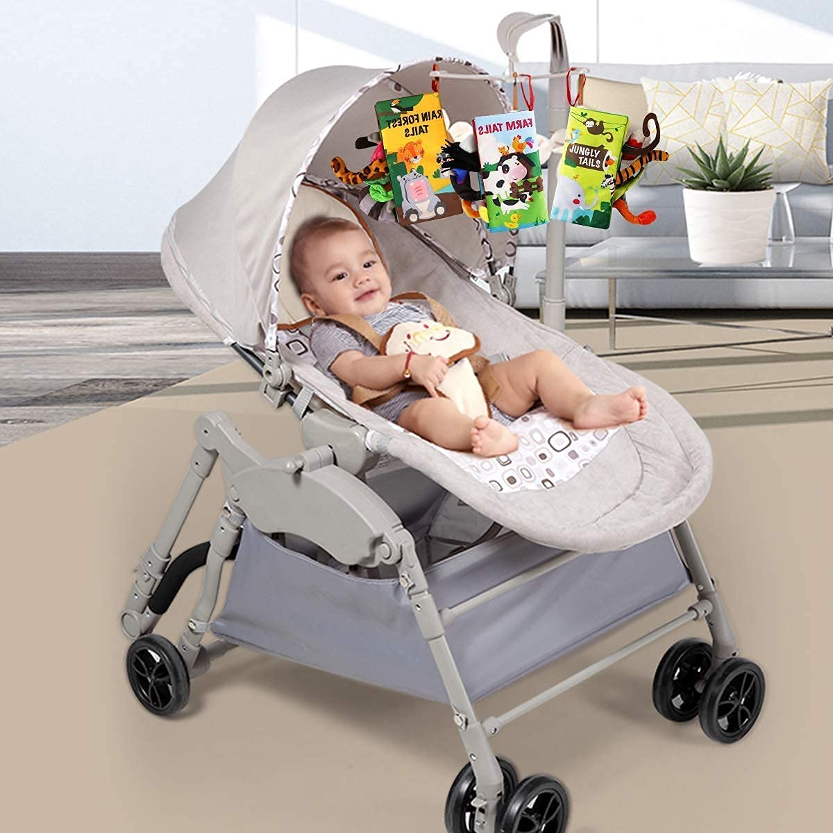beiens Baby Books Toys Touch and Feel Crinkle Cloth Book MR Interactive Soft Toys Jungle Tails-1 Book New image 7