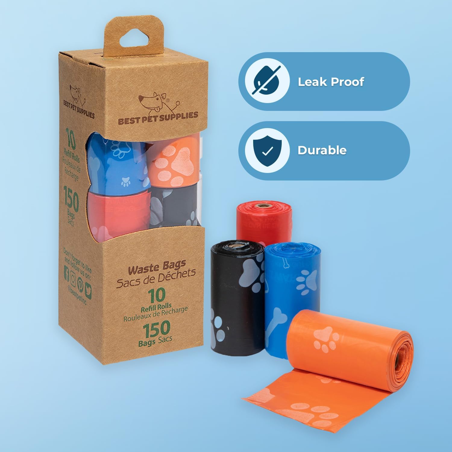 Best Pet Supplies Dog Poop Bags 150 Count Leak Proof Assorted Colors New image 3