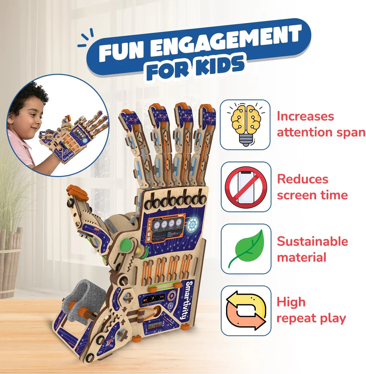 Smartivity DIY Robotic Mechanical Hand STEM Toy for Kids 8-14 Years Old | Parents Choice Award Winner I Birthday Gift for Kids | Engineering Kit for 8, 9, 10, 11, 12, 13, 14 Years Old Boys & Girls image 2