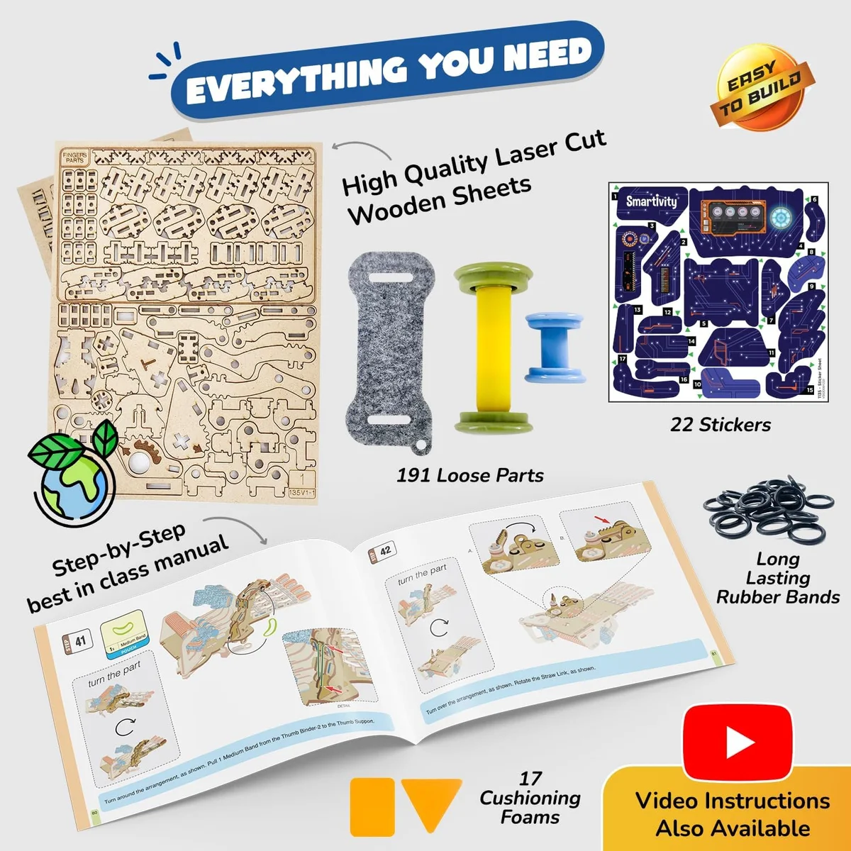 Smartivity DIY Robotic Mechanical Hand STEM Toy for Kids 8-14 Years Old | Parents Choice Award Winner I Birthday Gift for Kids | Engineering Kit for 8, 9, 10, 11, 12, 13, 14 Years Old Boys & Girls image 5